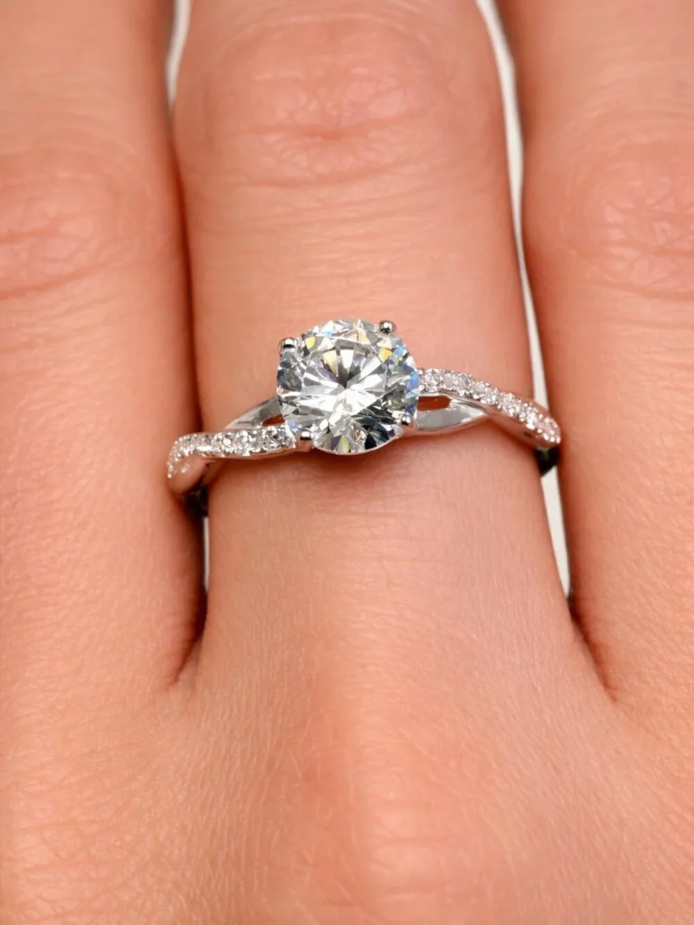 Womens Sterling Silver CZ Twist Engagement Rring Size 10 New 925 Bling